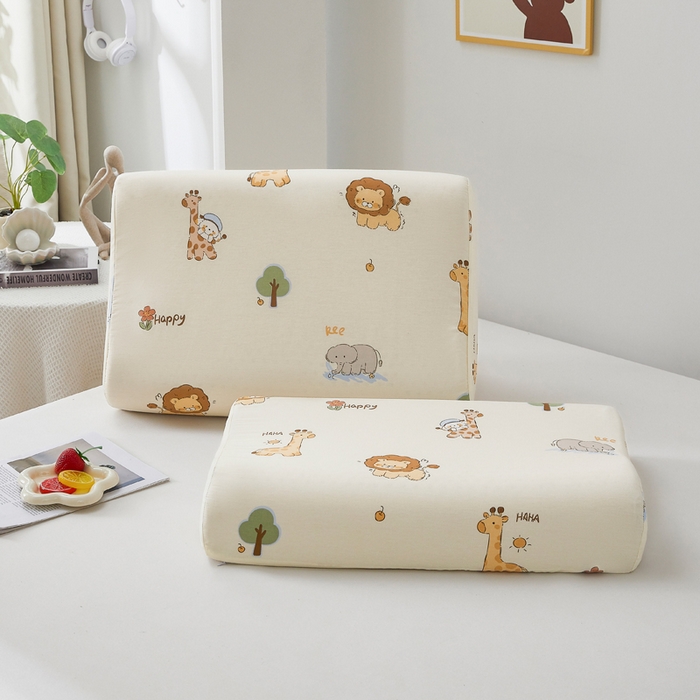 翎盈家纺 2026款ins风小清新卡通纯棉乳胶枕专用枕套全棉波浪形枕头套 游乐园