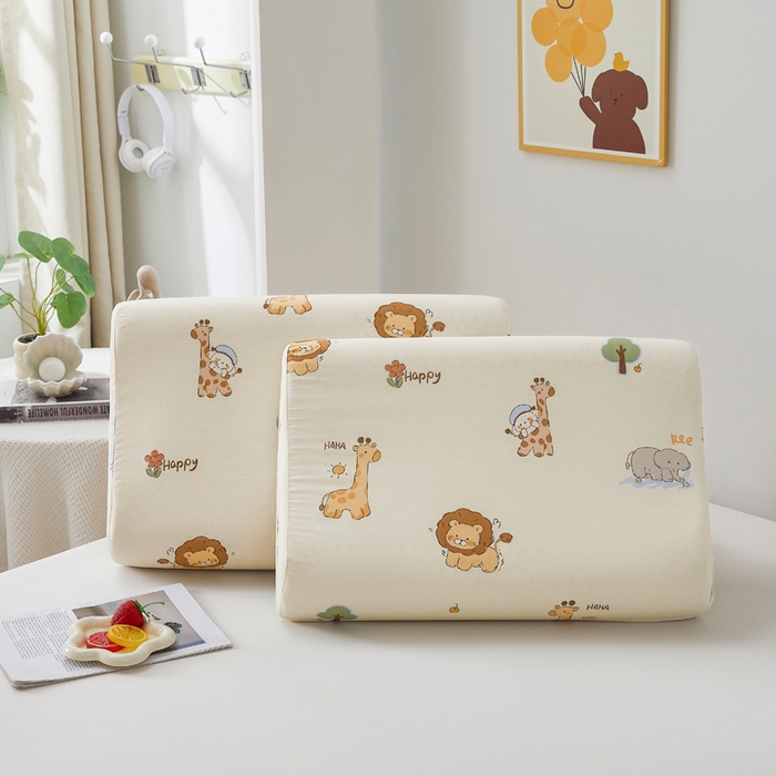 91家纺网 家纺一手货源 找家纺 翎盈家纺 2026款ins风小清新卡通纯棉乳胶枕专用枕套全棉波浪形枕头套 游乐园