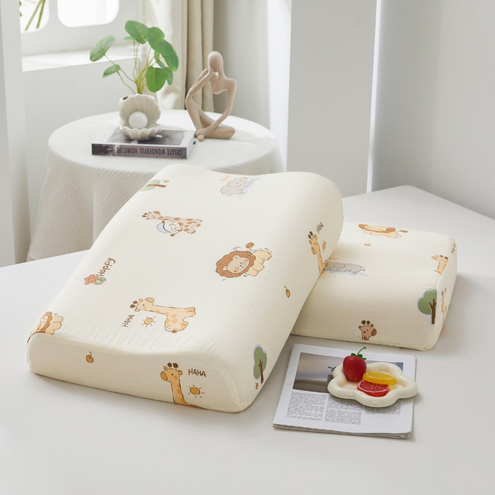 91家纺网 家纺一手货源 找家纺 翎盈家纺 2026款ins风小清新卡通纯棉乳胶枕专用枕套全棉波浪形枕头套 游乐园