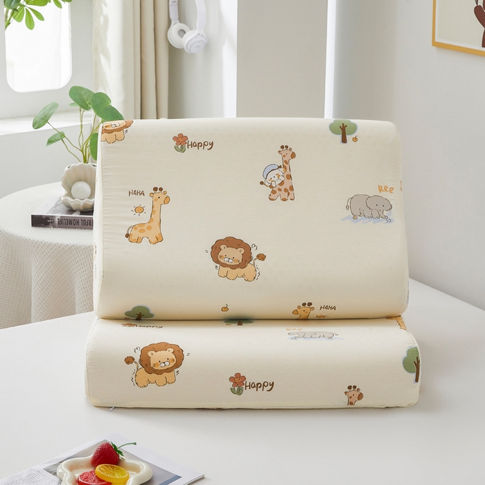 91家纺网 家纺一手货源 找家纺 翎盈家纺 2026款ins风小清新卡通纯棉乳胶枕专用枕套全棉波浪形枕头套 游乐园