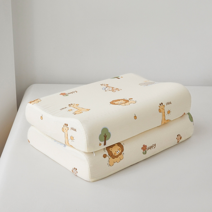 91家纺网 家纺一手货源 找家纺 翎盈家纺 2026款ins风小清新卡通纯棉乳胶枕专用枕套全棉波浪形枕头套 游乐园