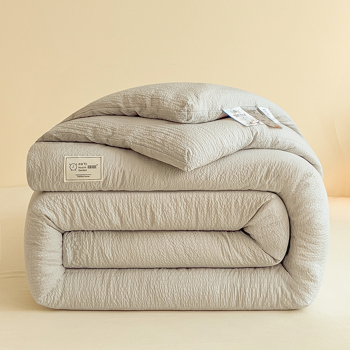 好尚居 2026新款纯色亲肤皱皱纱大豆纤维被被子被芯 浅灰