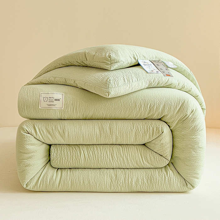 91家纺网 家纺一手货源 找家纺 （总）好尚居 2026新款纯色亲肤皱皱纱大豆纤维被被子被芯