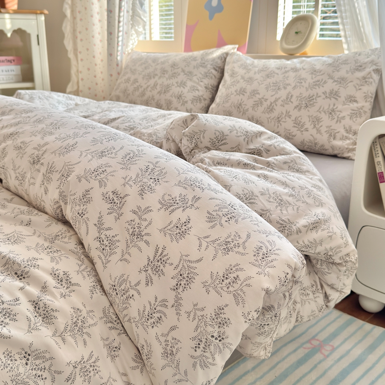 91家纺网 家纺一手货源 找家纺 优彩 2026新款13372碎花系列全棉四件套 月下影歌