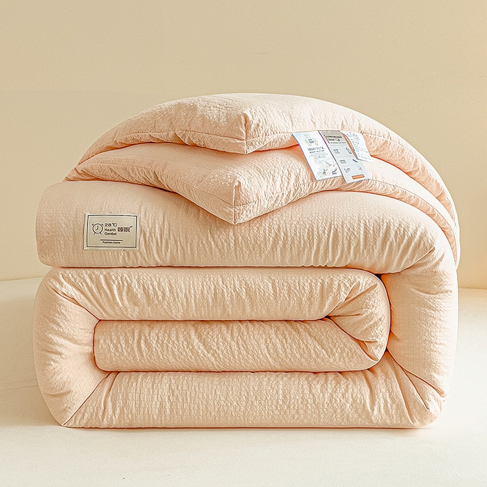 好尚居 2026新款纯色亲肤皱皱纱大豆纤维被被子被芯 玉色