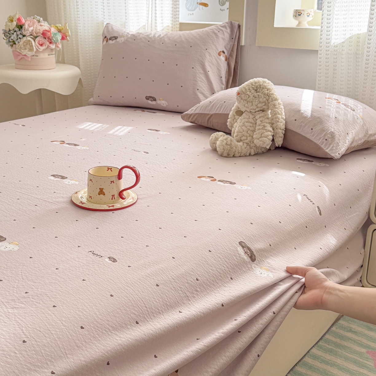 91家纺网 家纺一手货源 找家纺 （总）丽美人家纺 2026新款A类皱皱双层纱印花单床单床单单件