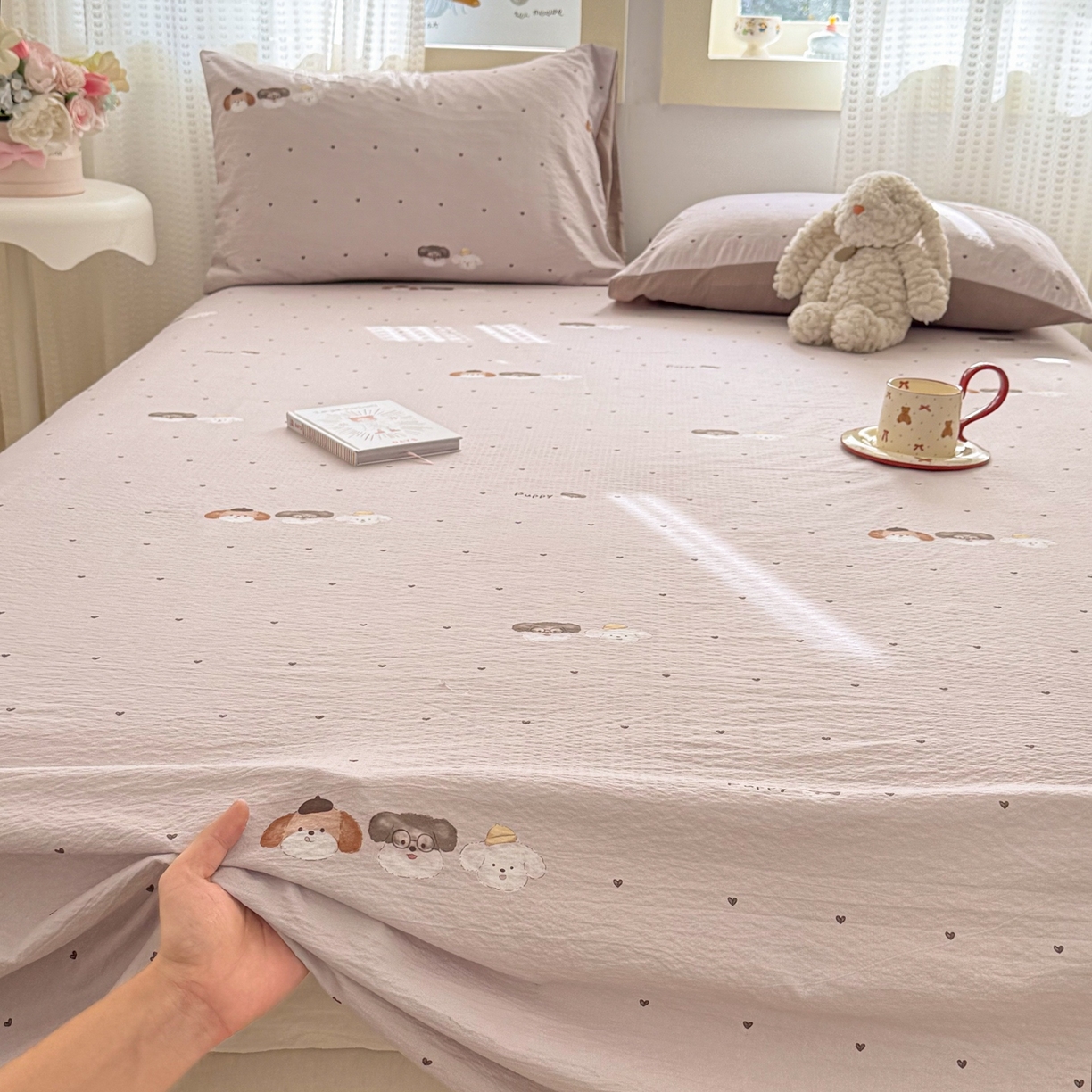 91家纺网 家纺一手货源 找家纺 （总）丽美人家纺 2026新款A类皱皱双层纱印花单床单床单单件