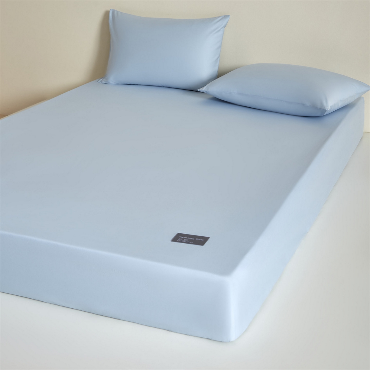 91家纺网 家纺一手货源 找家纺 女子家纺 2026新款贴身亲肤全棉全包裹纯色床笠 淡云蓝