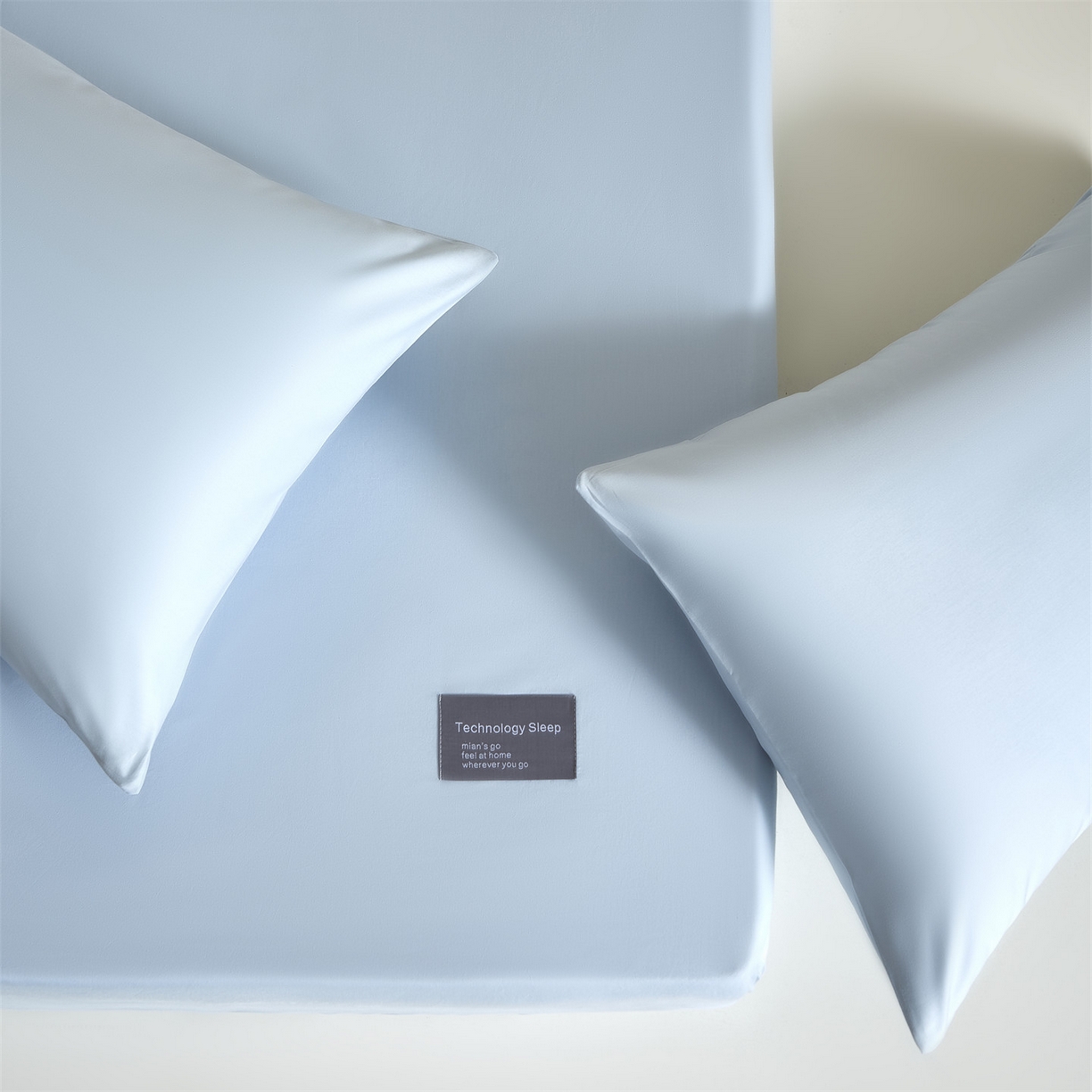 91家纺网 家纺一手货源 找家纺 女子家纺 2026新款贴身亲肤全棉全包裹纯色床笠 淡云蓝