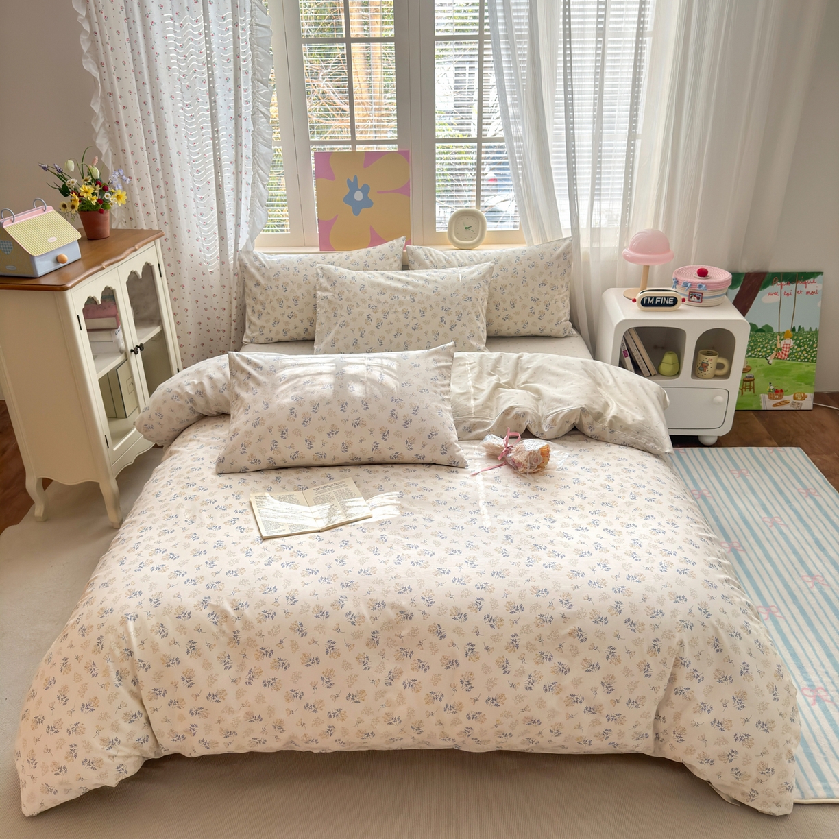 91家纺网 家纺一手货源 找家纺 优彩 2026新款13372碎花系列全棉四件套 一品幽兰