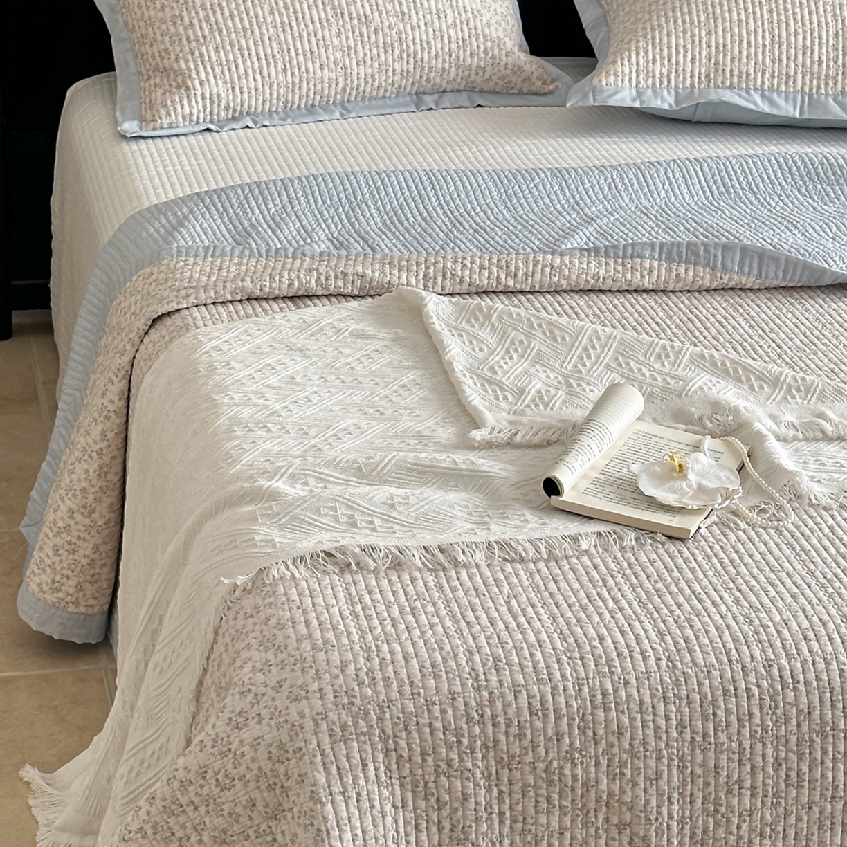 91家纺网 家纺一手货源 找家纺 （总）床盖工厂店 2026春夏新款双面100%全棉填充棉花床盖三件套