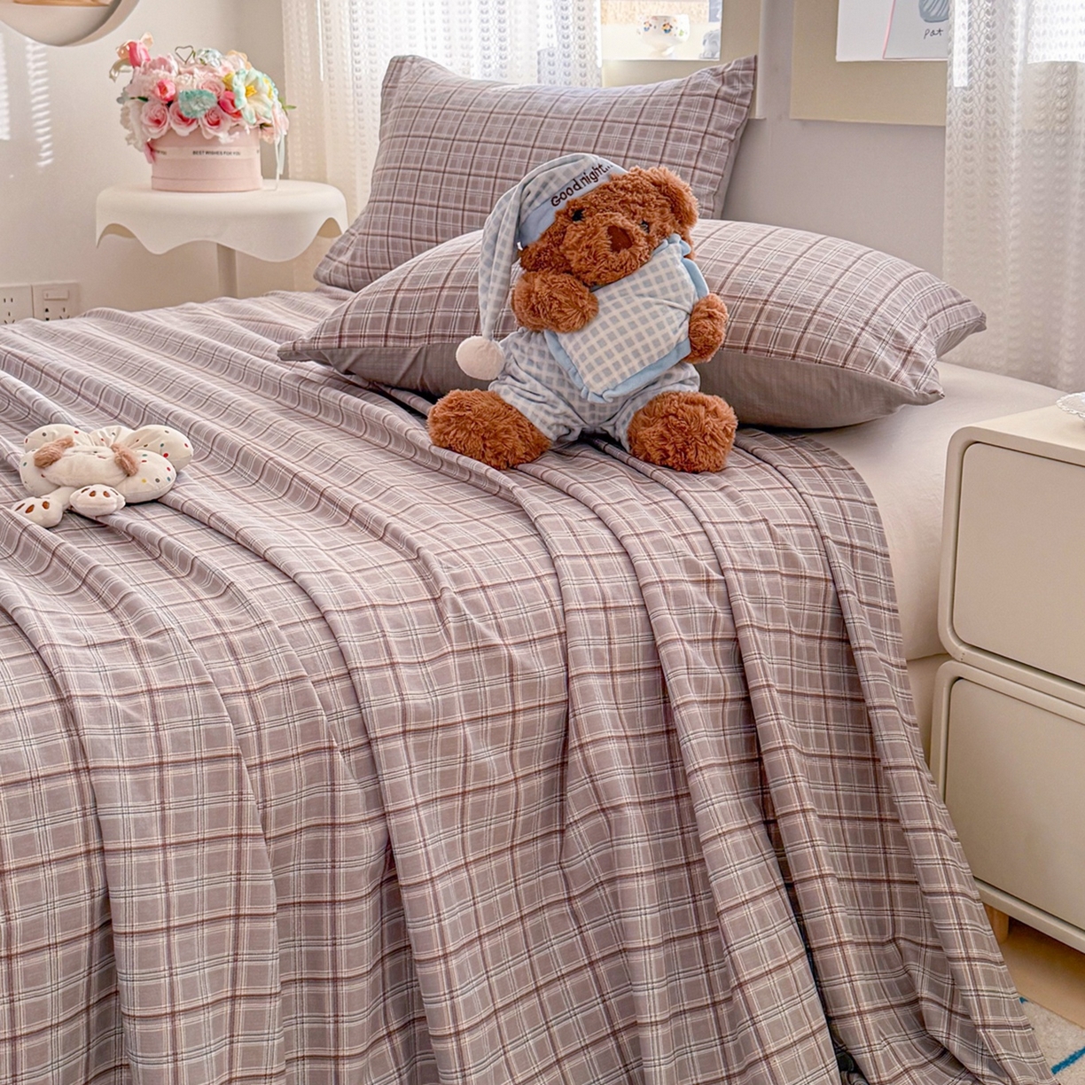 91家纺网 家纺一手货源 找家纺 丽美人家纺 2026新款A类皱皱双层纱印花单床单床单单件 布兰卡