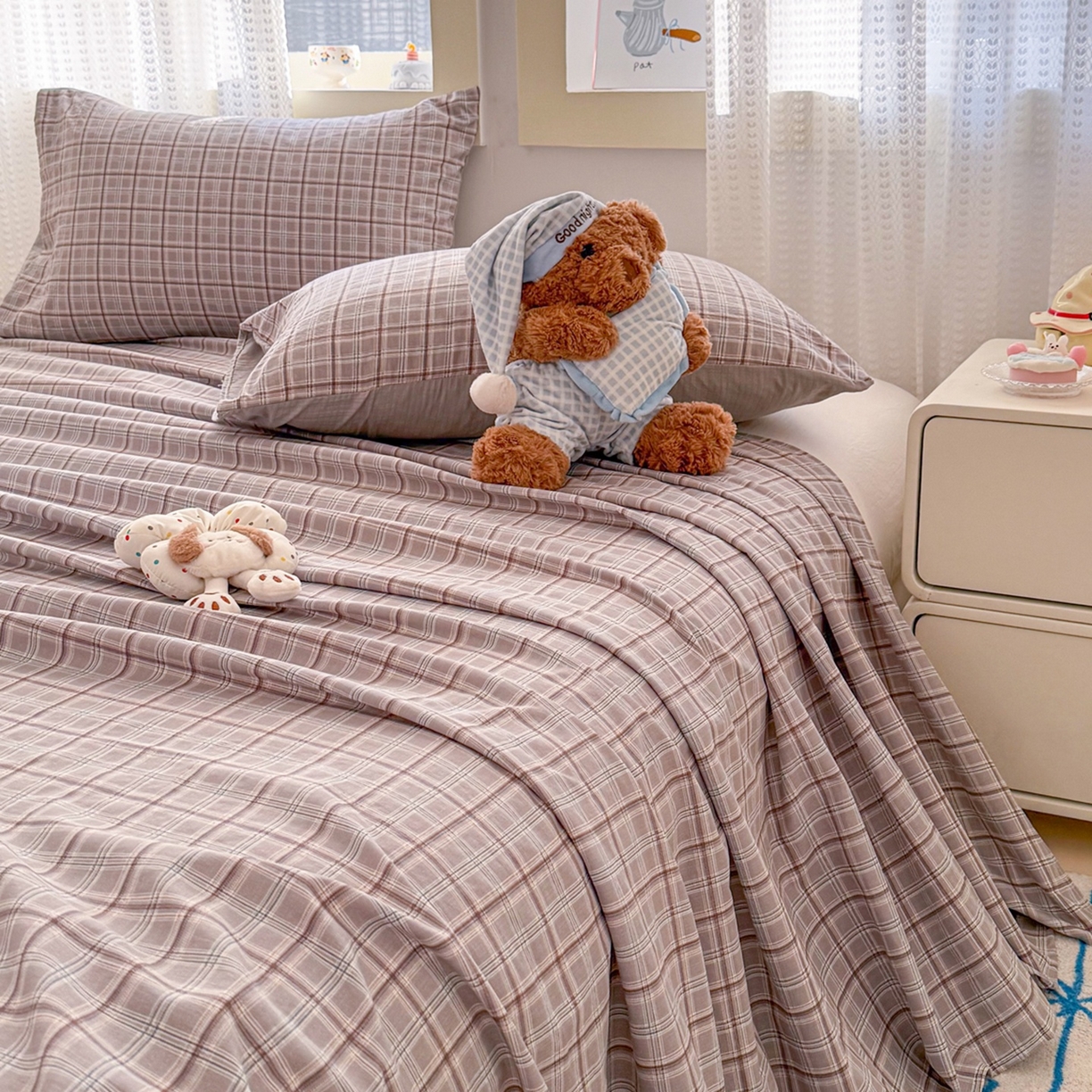 91家纺网 家纺一手货源 找家纺 丽美人家纺 2026新款A类皱皱双层纱印花单床单床单单件 布兰卡