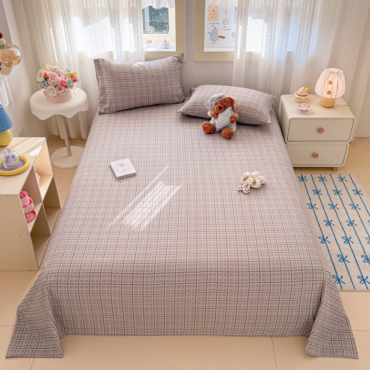 91家纺网 家纺一手货源 找家纺 丽美人家纺 2026新款A类皱皱双层纱印花单床单床单单件 布兰卡