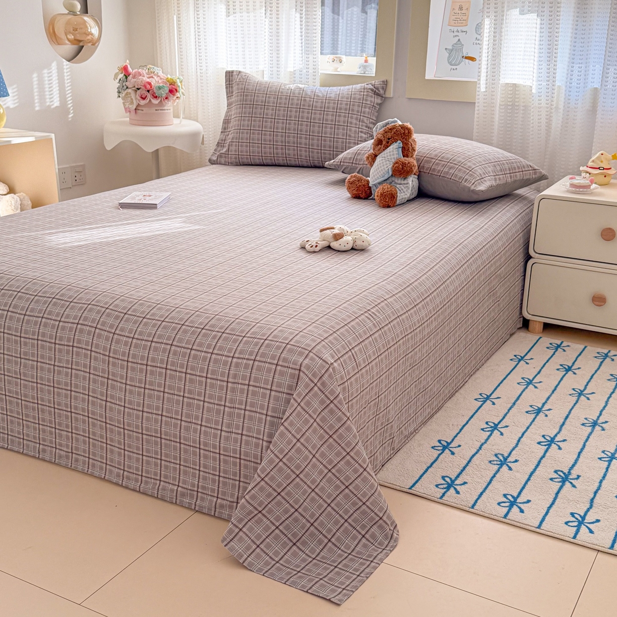 91家纺网 家纺一手货源 找家纺 丽美人家纺 2026新款A类皱皱双层纱印花单床单床单单件 布兰卡