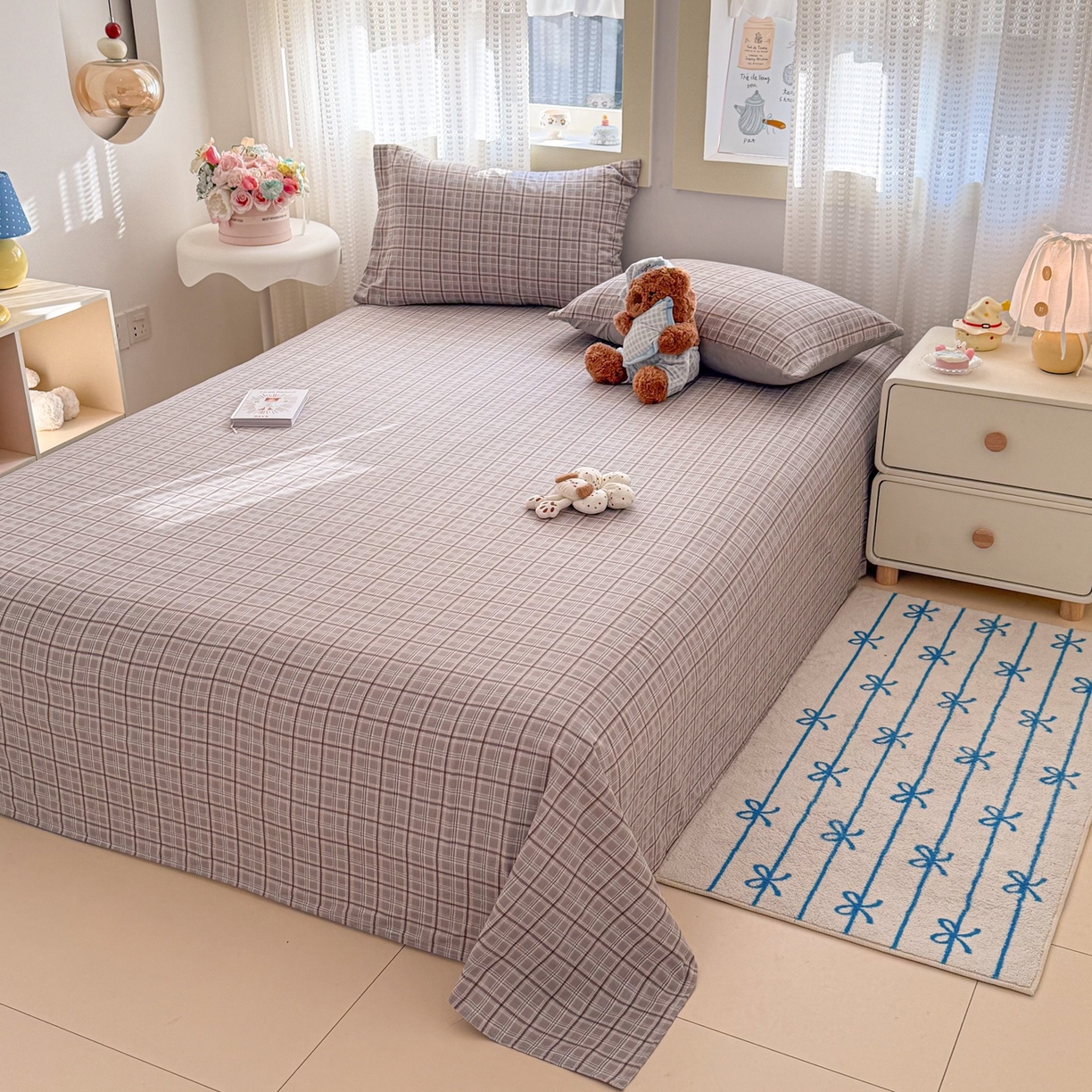 91家纺网 家纺一手货源 找家纺 丽美人家纺 2026新款A类皱皱双层纱印花单床单床单单件 布兰卡