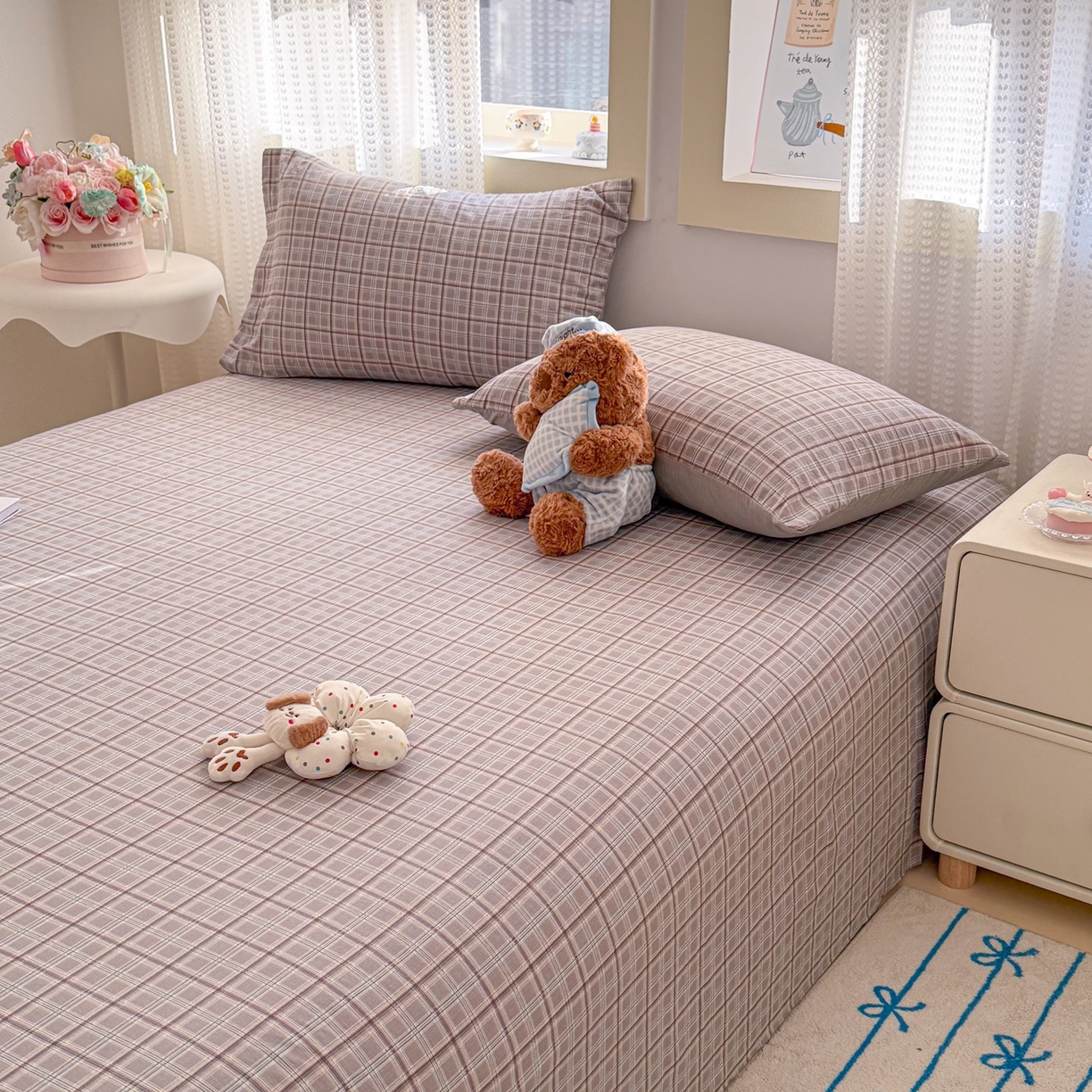 91家纺网 家纺一手货源 找家纺 丽美人家纺 2026新款A类皱皱双层纱印花单床单床单单件 布兰卡