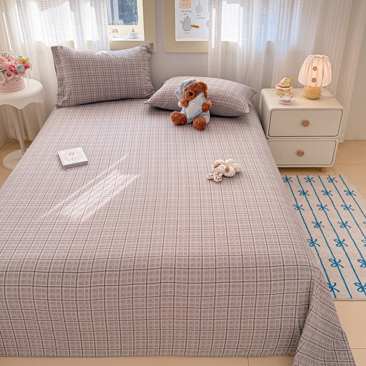 91家纺网 家纺一手货源 找家纺 丽美人家纺 2026新款A类皱皱双层纱印花单床单床单单件 布兰卡