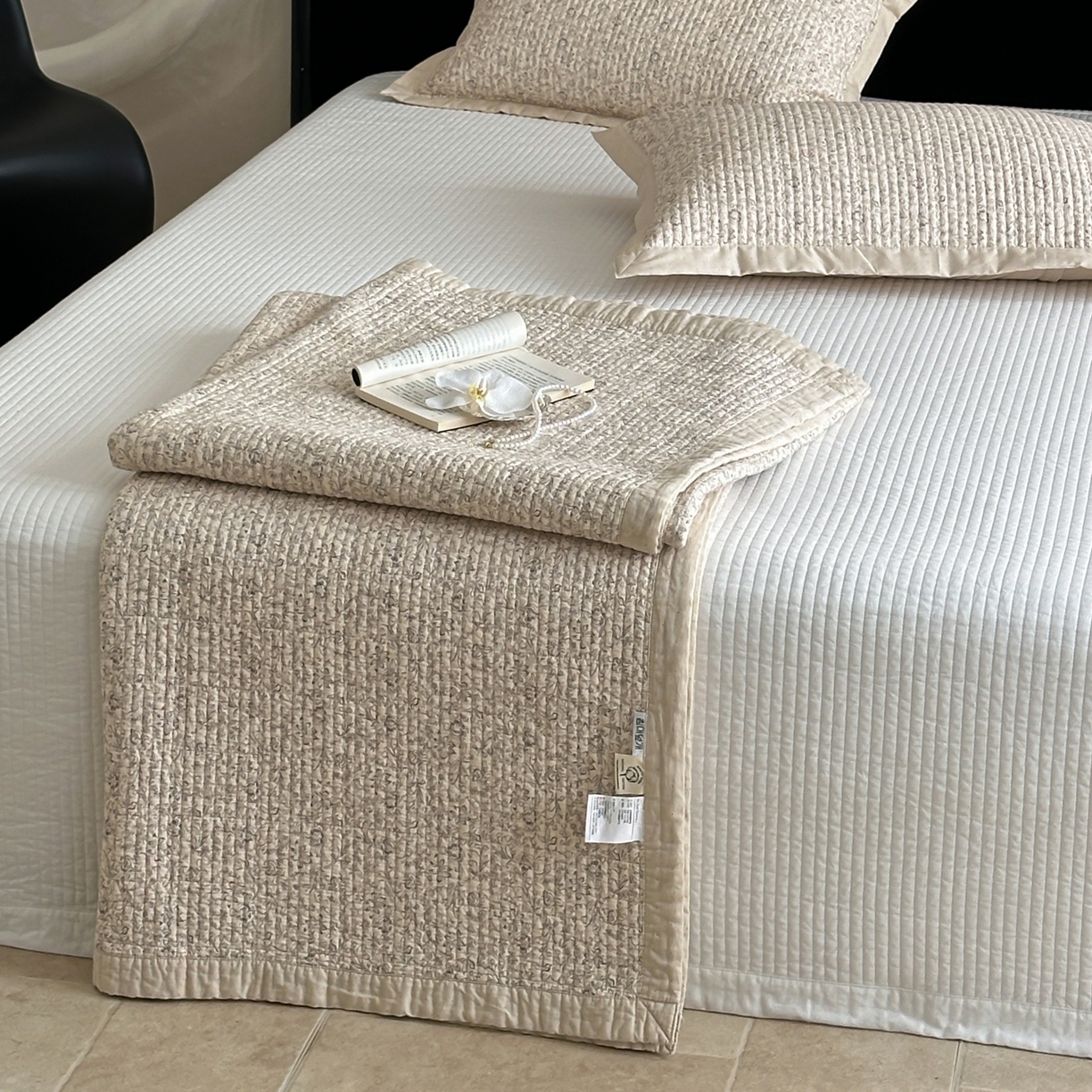 91家纺网 家纺一手货源 找家纺 床盖工厂店 2026春夏新款双面100%全棉填充棉花床盖三件套 爱丽丝