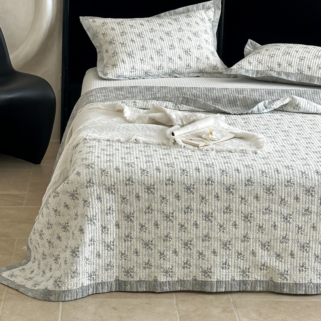 91家纺网 家纺一手货源 找家纺 床盖工厂店 2026春夏新款双面100%全棉填充棉花床盖三件套 安然