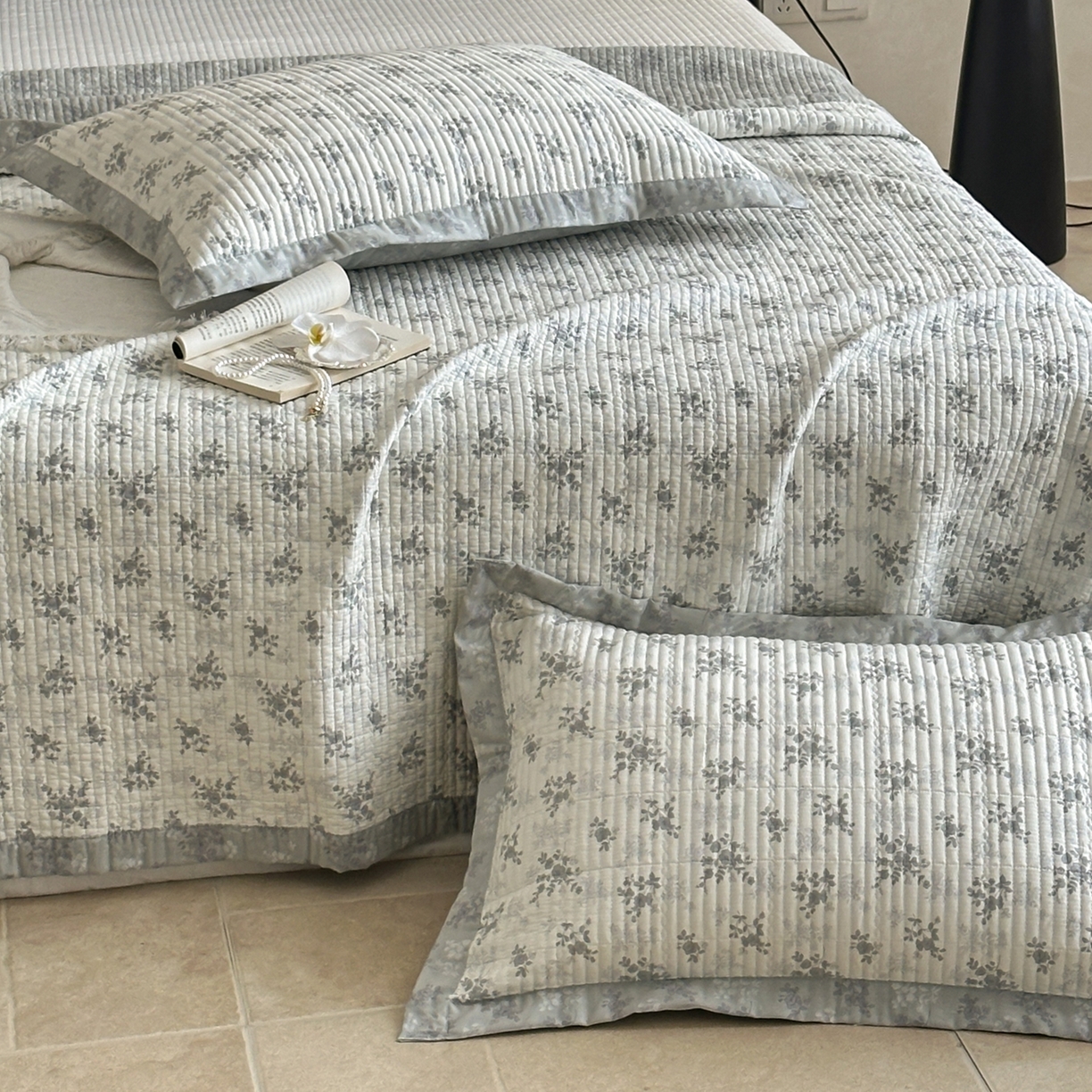 91家纺网 家纺一手货源 找家纺 床盖工厂店 2026春夏新款双面100%全棉填充棉花床盖三件套 安然