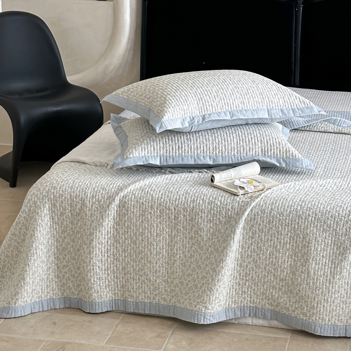 91家纺网 家纺一手货源 找家纺 床盖工厂店 2026春夏新款双面100%全棉填充棉花床盖三件套 半壶纱