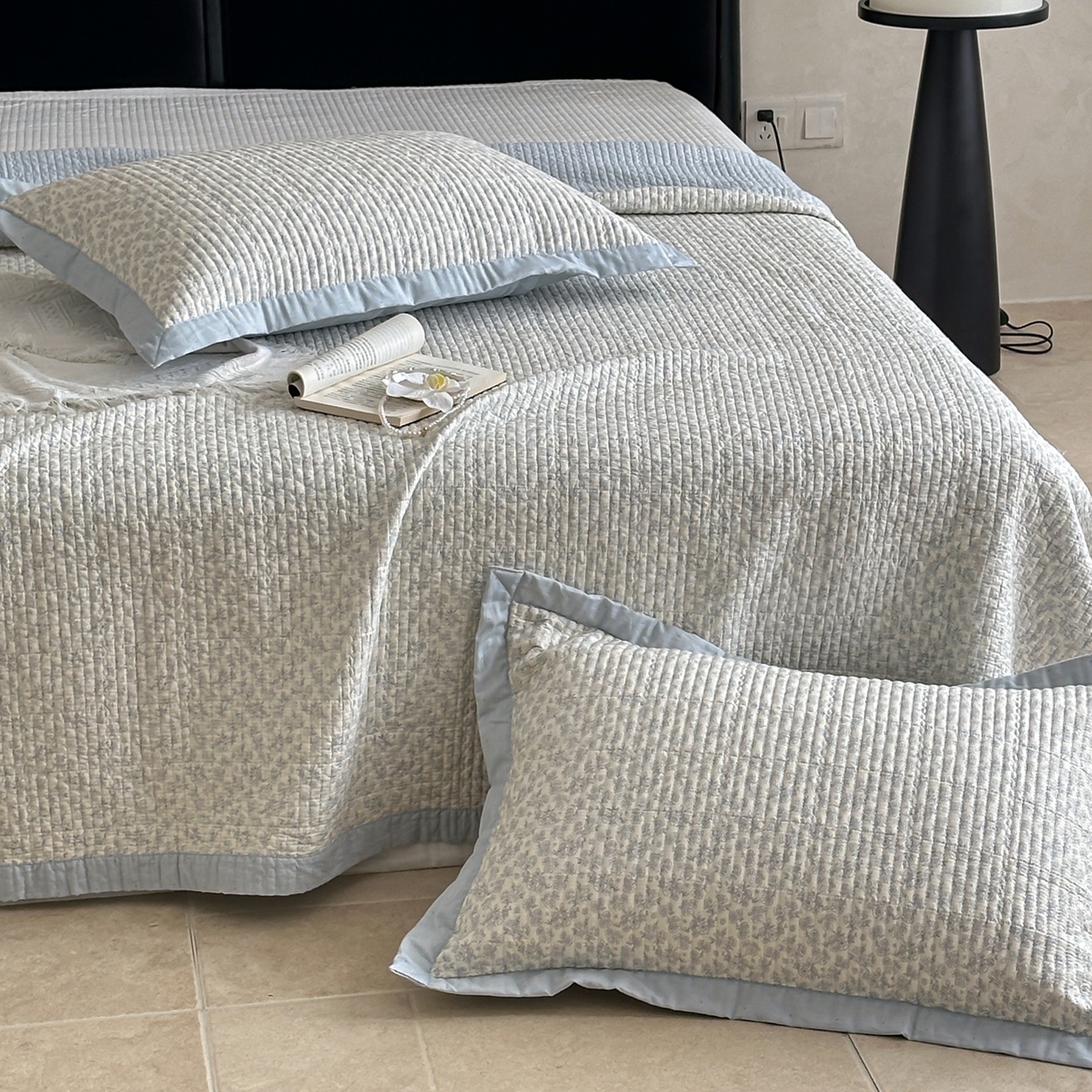 91家纺网 家纺一手货源 找家纺 床盖工厂店 2026春夏新款双面100%全棉填充棉花床盖三件套 半壶纱