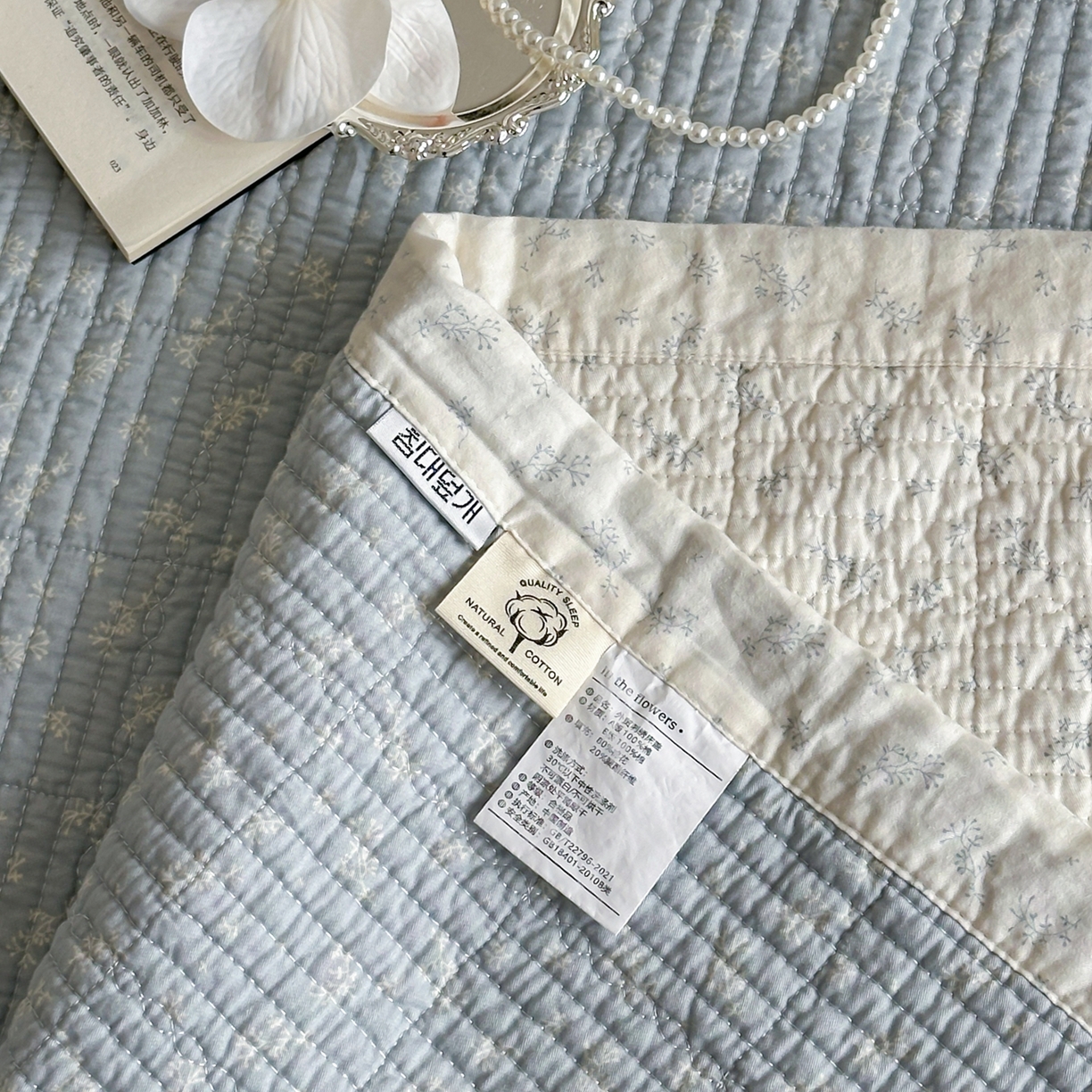 91家纺网 家纺一手货源 找家纺 床盖工厂店 2026春夏新款双面100%全棉填充棉花床盖三件套 花千束