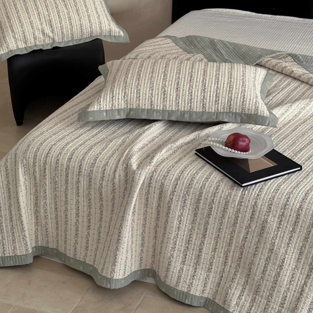 91家纺网 家纺一手货源 找家纺 床盖工厂店 2026春夏新款双面100%全棉填充棉花床盖三件套 可云