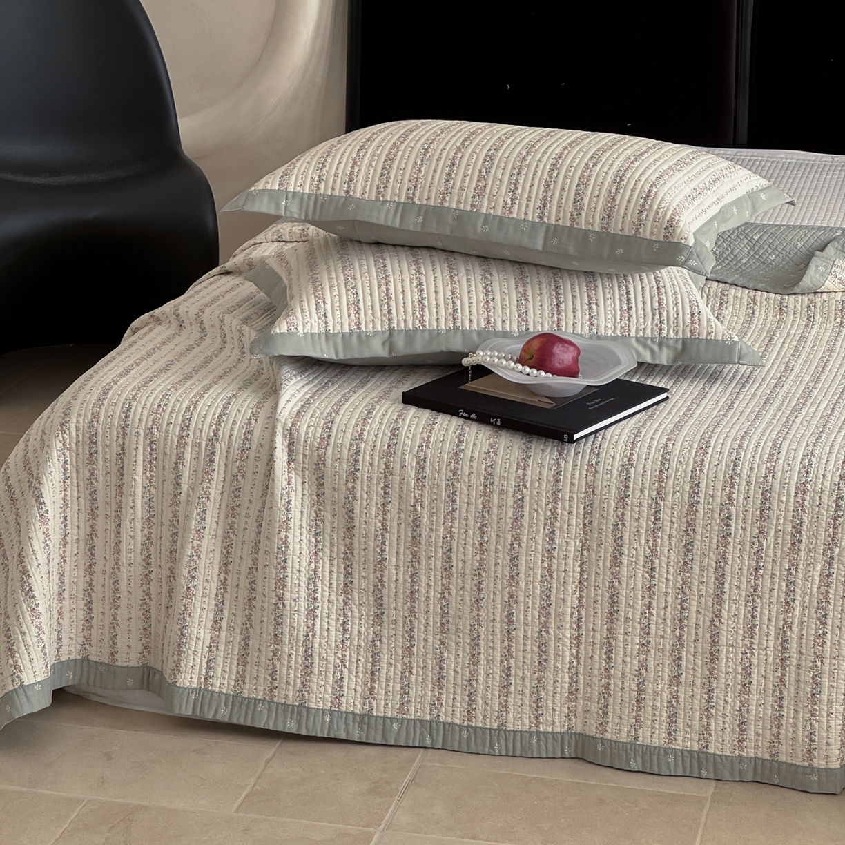 91家纺网 家纺一手货源 找家纺 床盖工厂店 2026春夏新款双面100%全棉填充棉花床盖三件套 可云