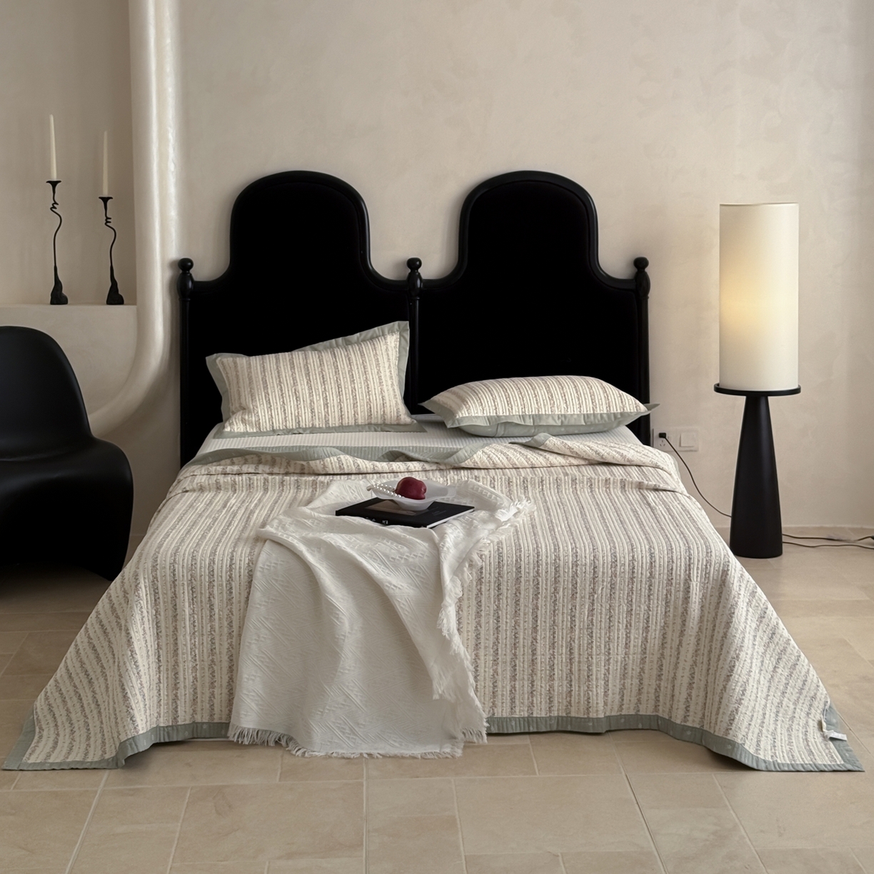 91家纺网 家纺一手货源 找家纺 床盖工厂店 2026春夏新款双面100%全棉填充棉花床盖三件套 可云