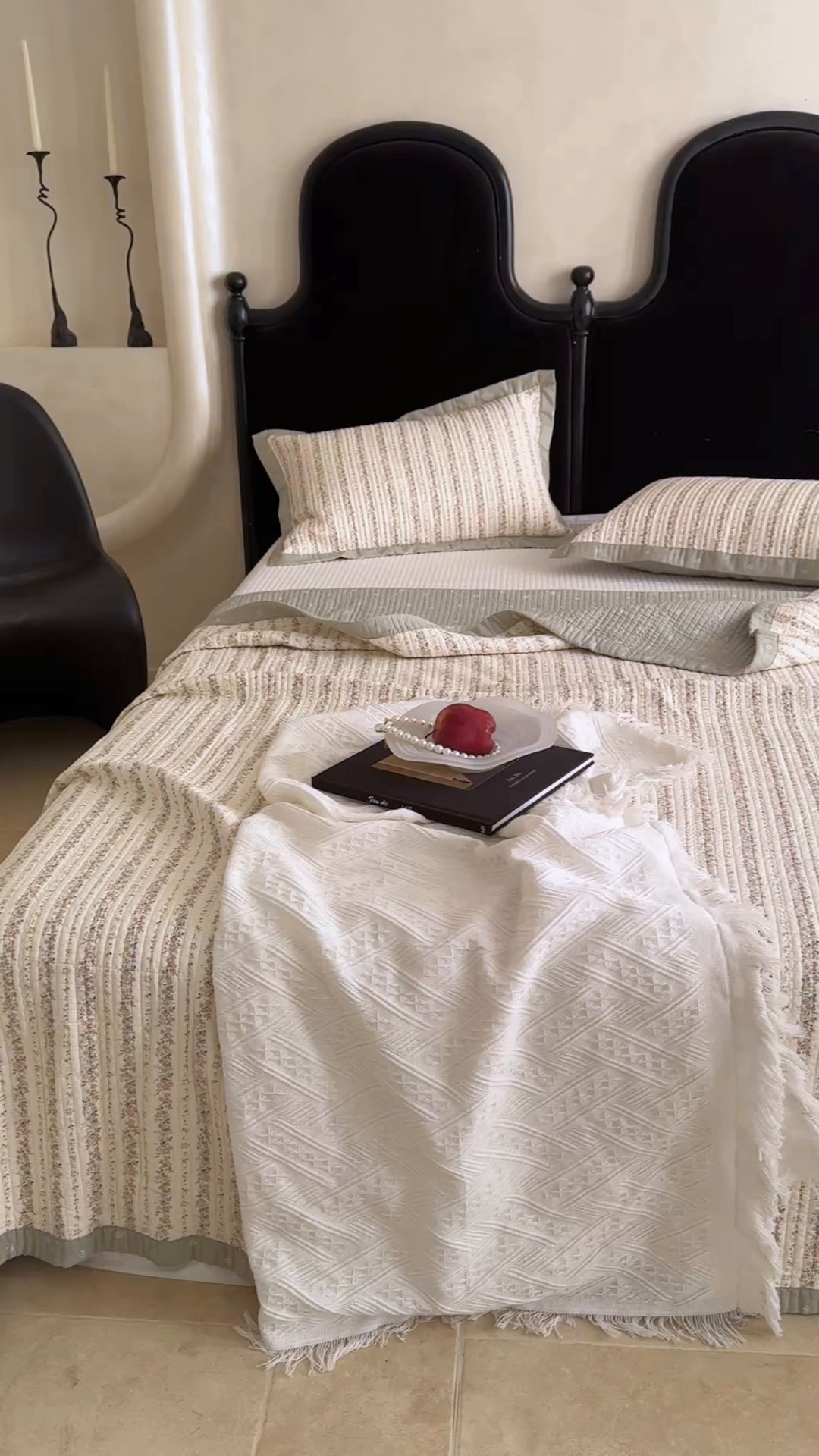 91家纺网 家纺一手货源 找家纺 床盖工厂店 2026春夏新款双面100%全棉填充棉花床盖三件套 可云