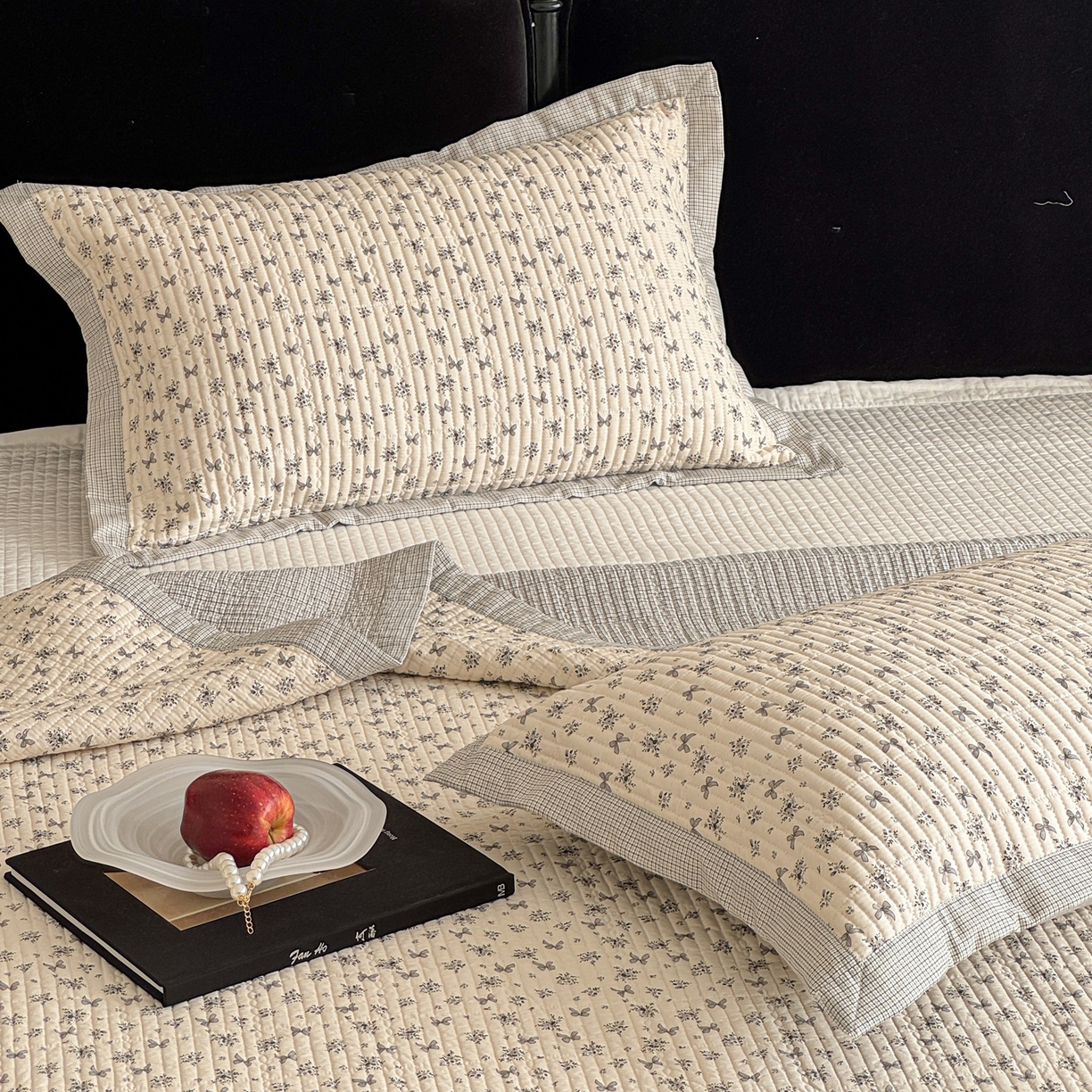 91家纺网 家纺一手货源 找家纺 床盖工厂店 2026春夏新款双面100%全棉填充棉花床盖三件套 风筝误