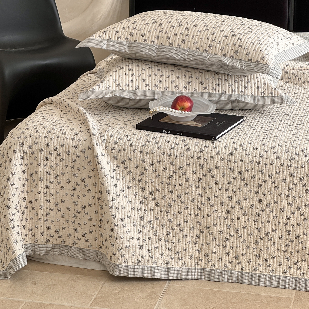 91家纺网 家纺一手货源 找家纺 床盖工厂店 2026春夏新款双面100%全棉填充棉花床盖三件套 风筝误