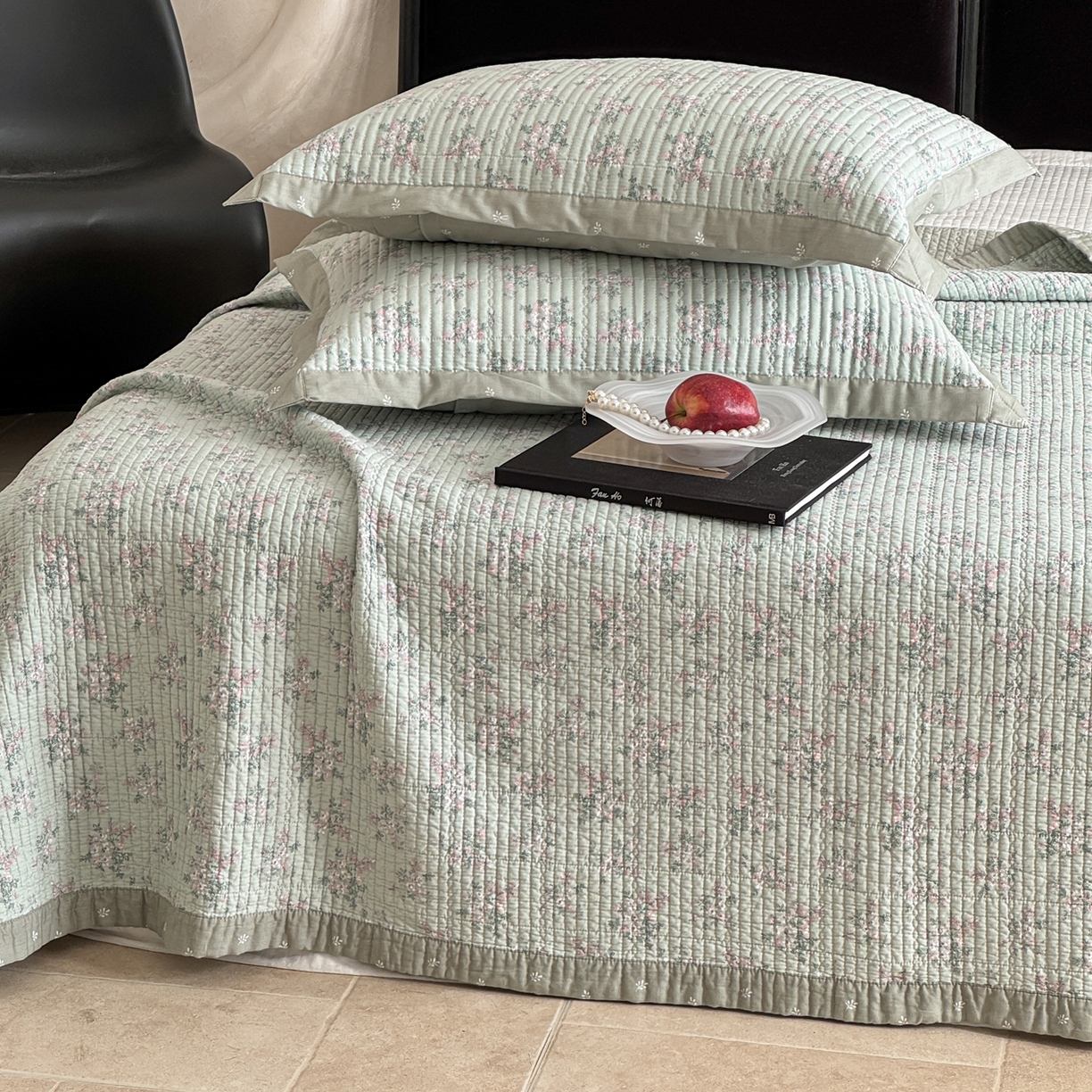 91家纺网 家纺一手货源 找家纺 床盖工厂店 2026春夏新款双面100%全棉填充棉花床盖三件套 丽莎