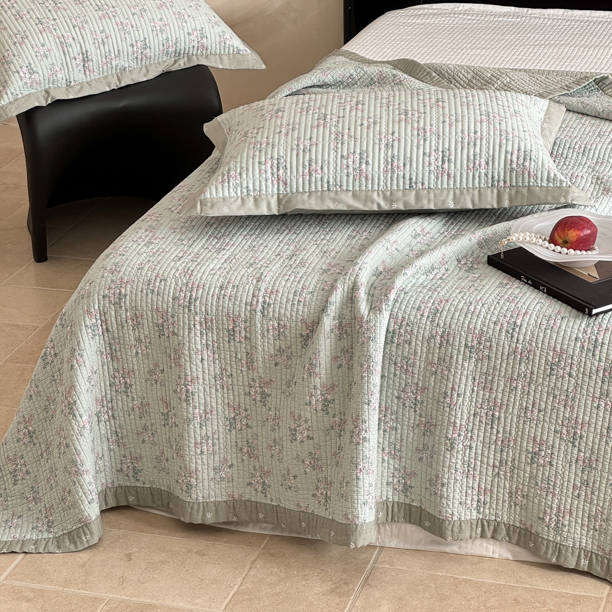 91家纺网 家纺一手货源 找家纺 床盖工厂店 2026春夏新款双面100%全棉填充棉花床盖三件套 丽莎