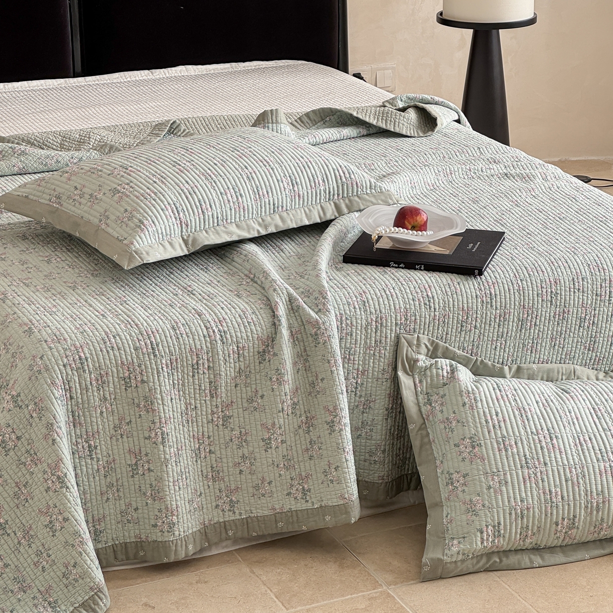 91家纺网 家纺一手货源 找家纺 床盖工厂店 2026春夏新款双面100%全棉填充棉花床盖三件套 丽莎