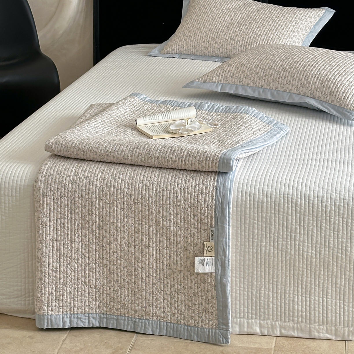 91家纺网 家纺一手货源 找家纺 床盖工厂店 2026春夏新款双面100%全棉填充棉花床盖三件套 流苏