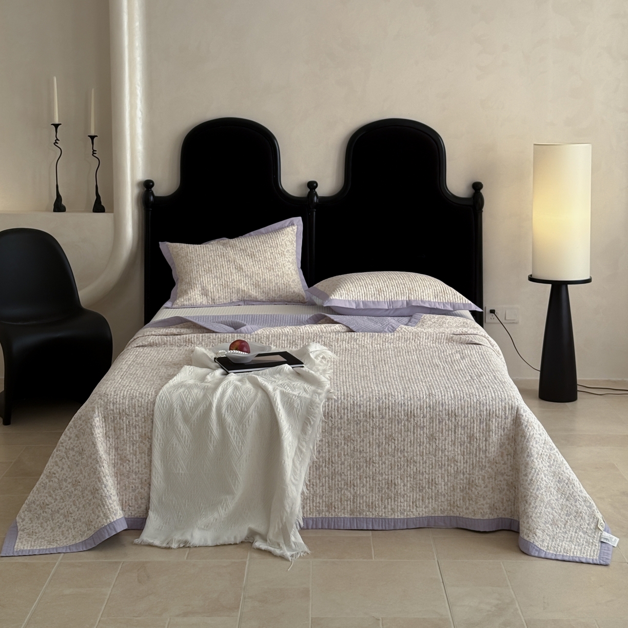 91家纺网 家纺一手货源 找家纺 床盖工厂店 2026春夏新款双面100%全棉填充棉花床盖三件套 露华浓