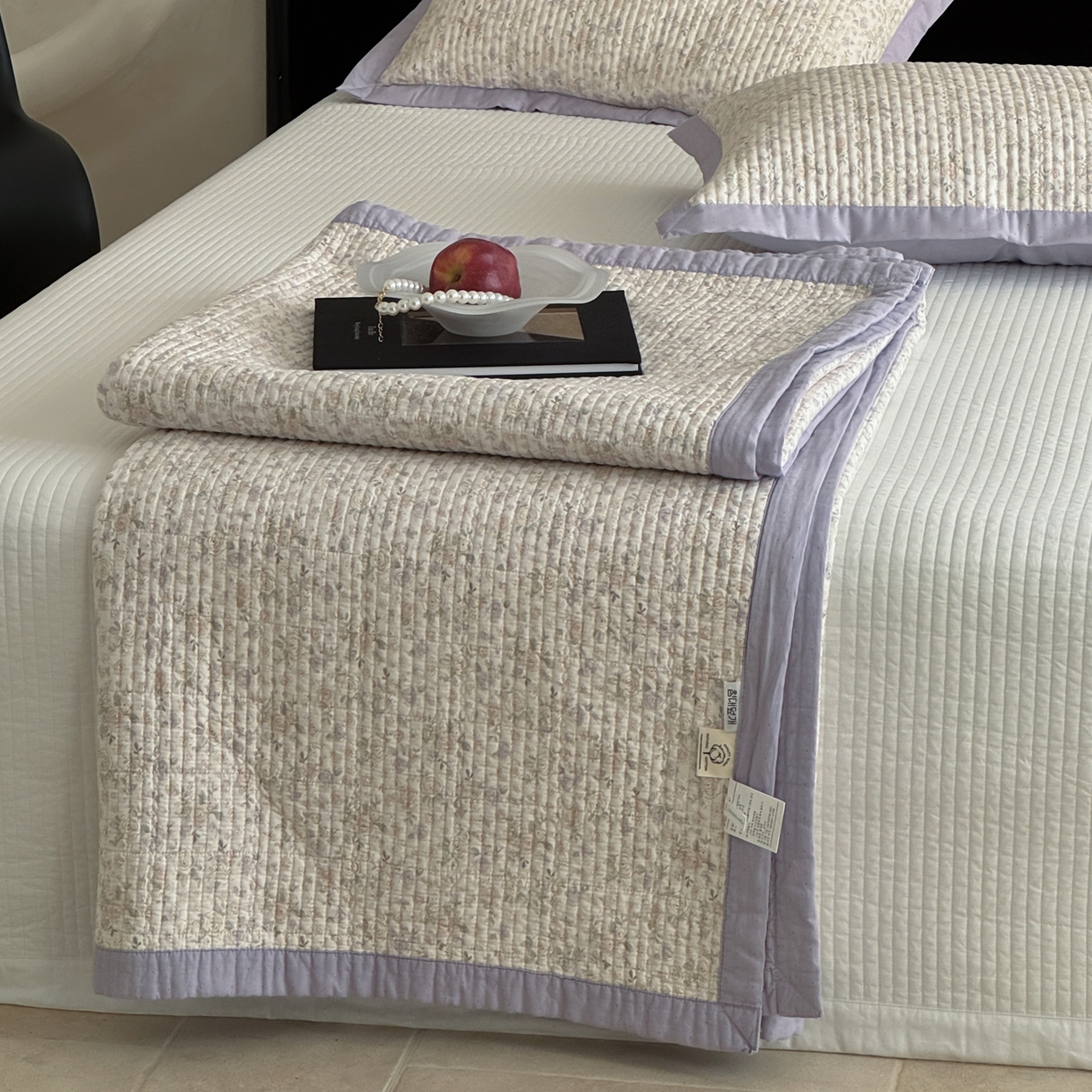 91家纺网 家纺一手货源 找家纺 床盖工厂店 2026春夏新款双面100%全棉填充棉花床盖三件套 露华浓