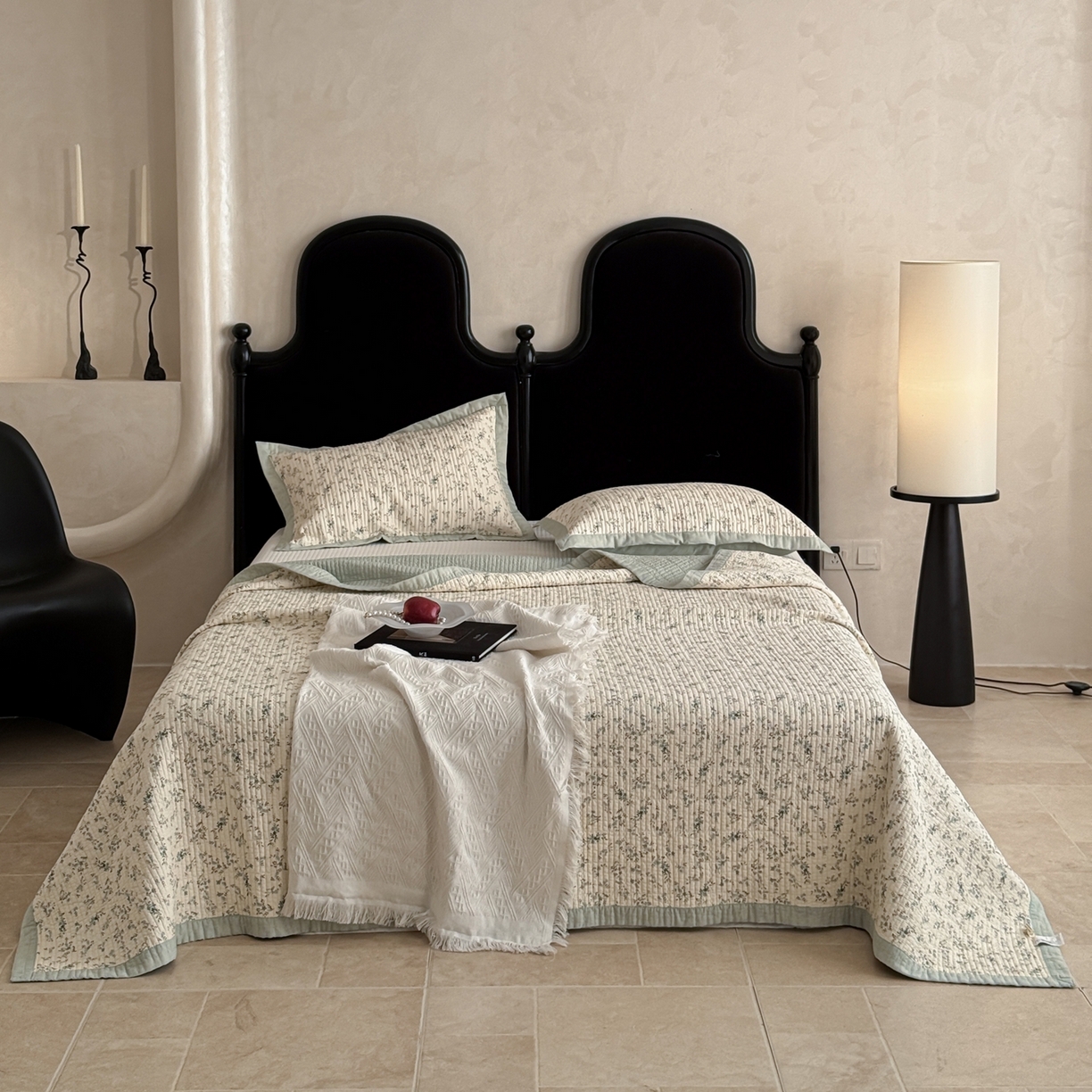 91家纺网 家纺一手货源 找家纺 床盖工厂店 2026春夏新款双面100%全棉填充棉花床盖三件套 暮色