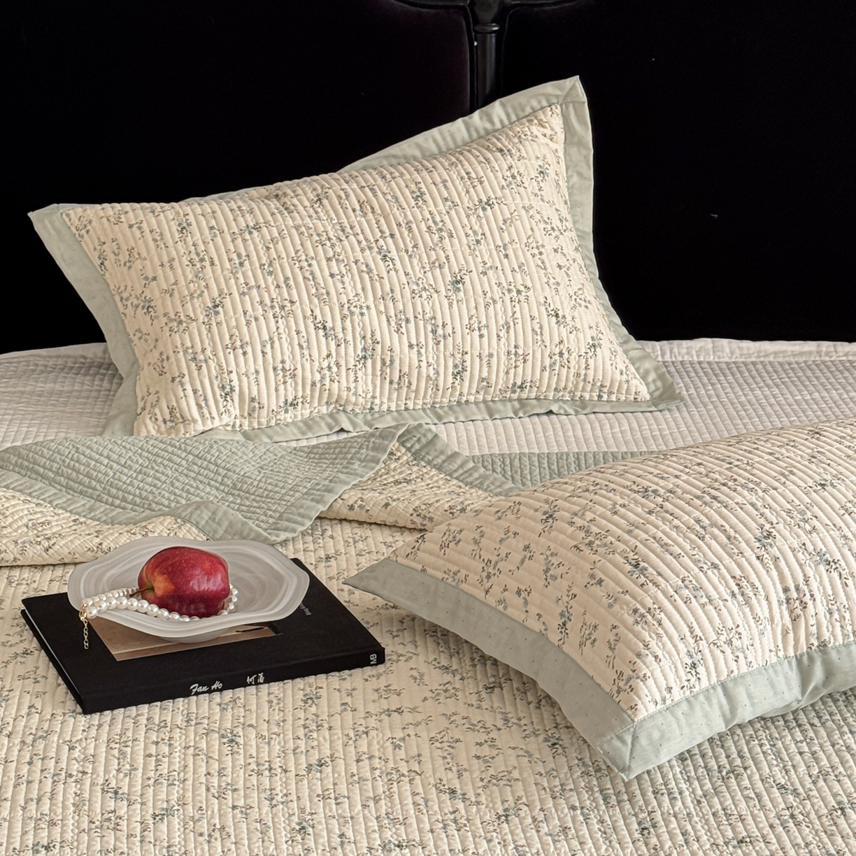 91家纺网 家纺一手货源 找家纺 床盖工厂店 2026春夏新款双面100%全棉填充棉花床盖三件套 暮色