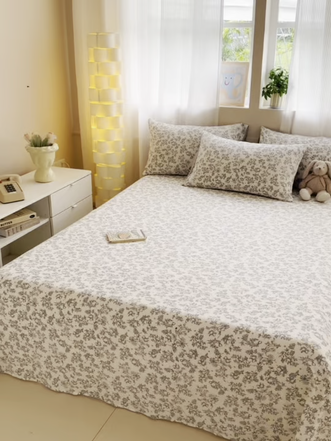 91家纺网 家纺一手货源 找家纺 丽美人家纺 2026新款A类皱皱双层纱印花单床单床单单件 花开漫漫