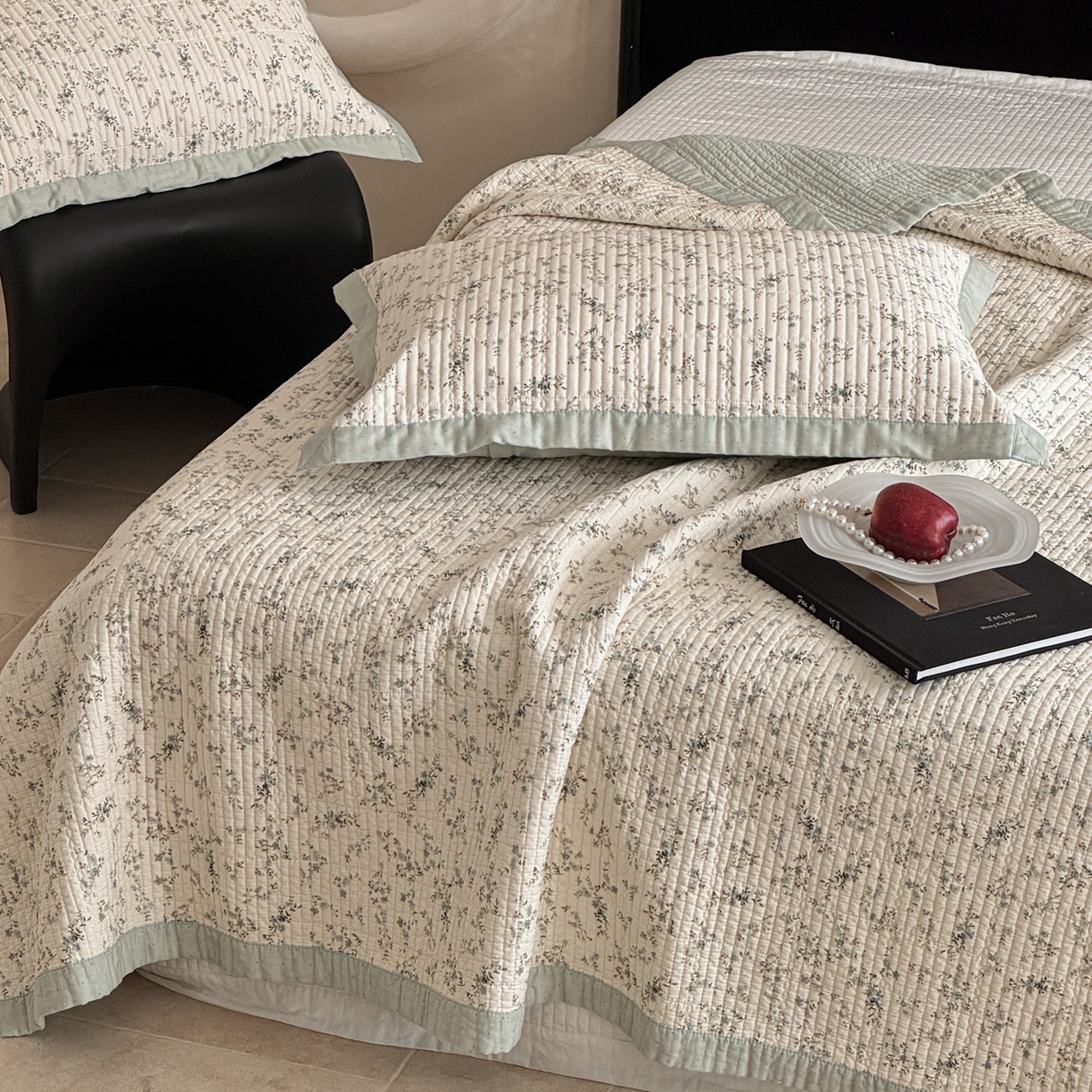 91家纺网 家纺一手货源 找家纺 床盖工厂店 2026春夏新款双面100%全棉填充棉花床盖三件套 暮色