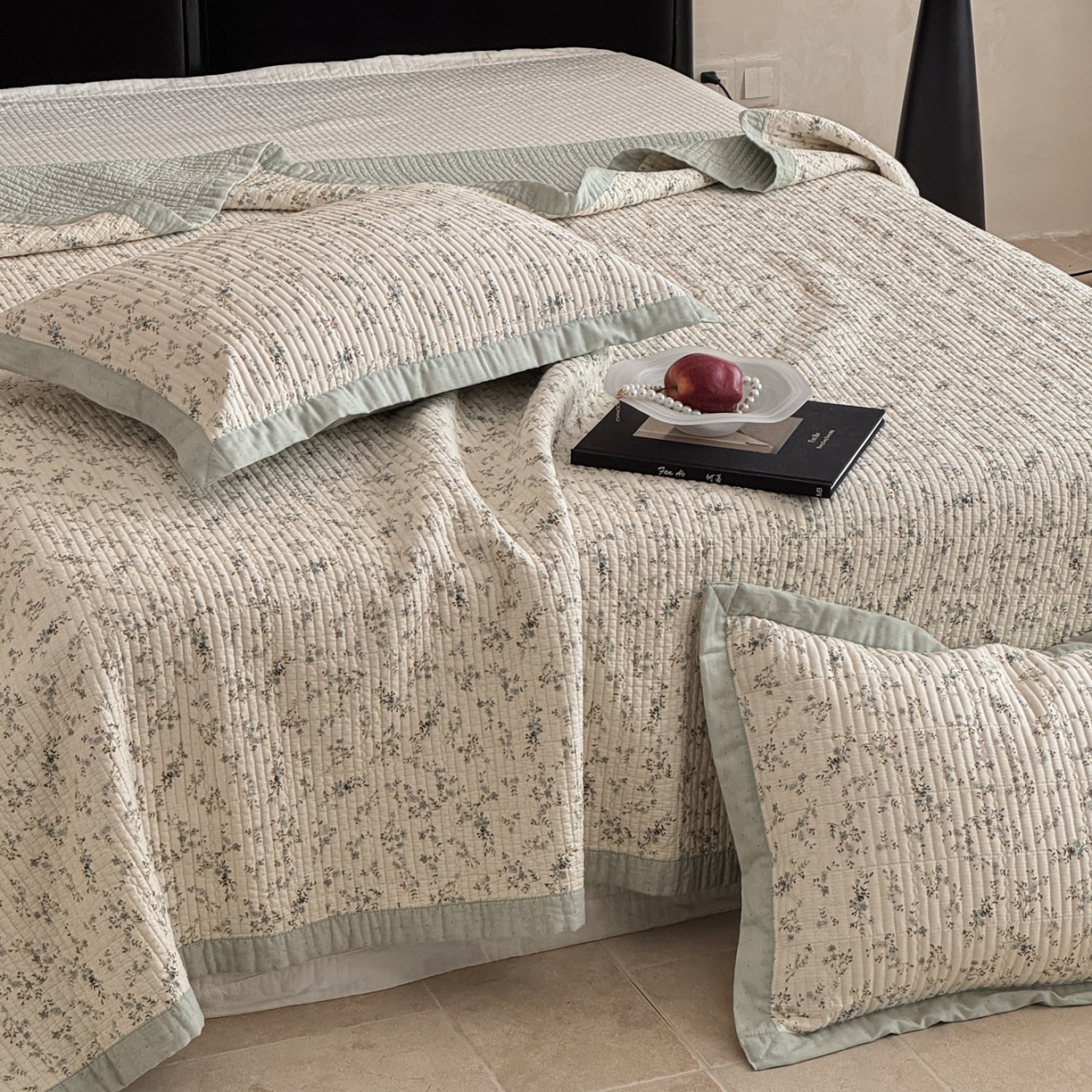 91家纺网 家纺一手货源 找家纺 床盖工厂店 2026春夏新款双面100%全棉填充棉花床盖三件套 暮色