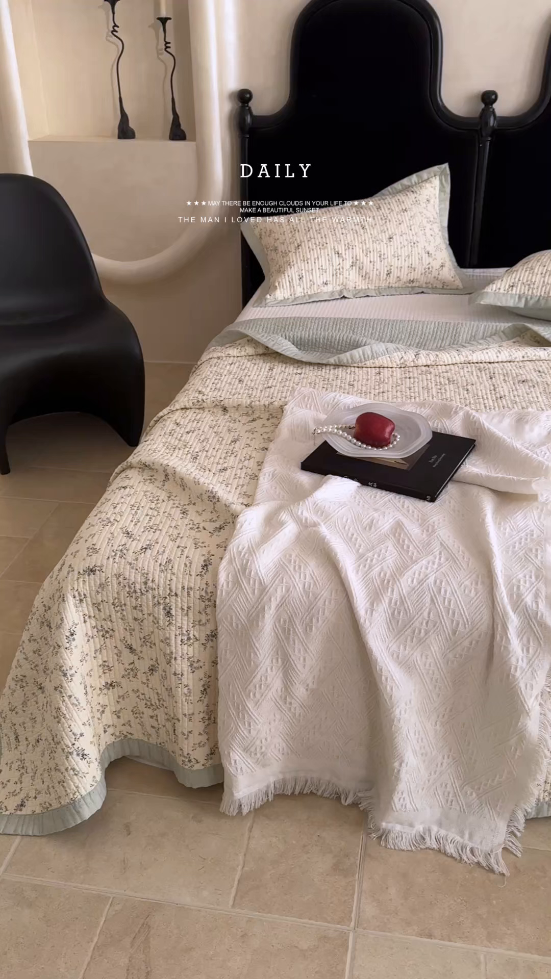 91家纺网 家纺一手货源 找家纺 床盖工厂店 2026春夏新款双面100%全棉填充棉花床盖三件套 暮色