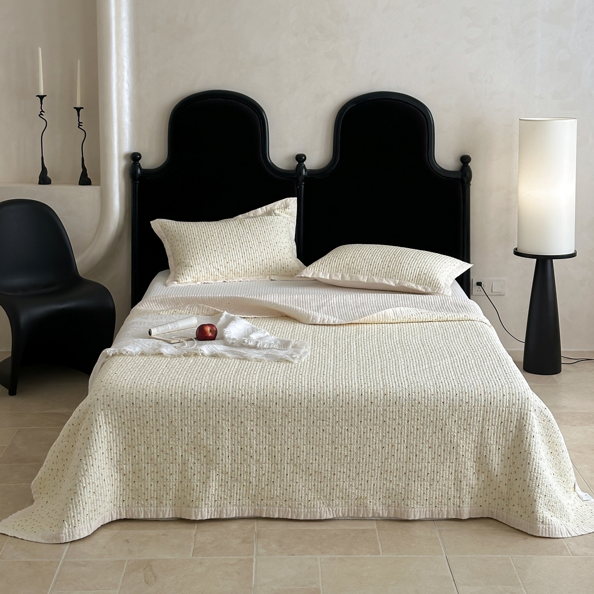 91家纺网 家纺一手货源 找家纺 床盖工厂店 2026春夏新款双面100%全棉填充棉花床盖三件套 奶昔