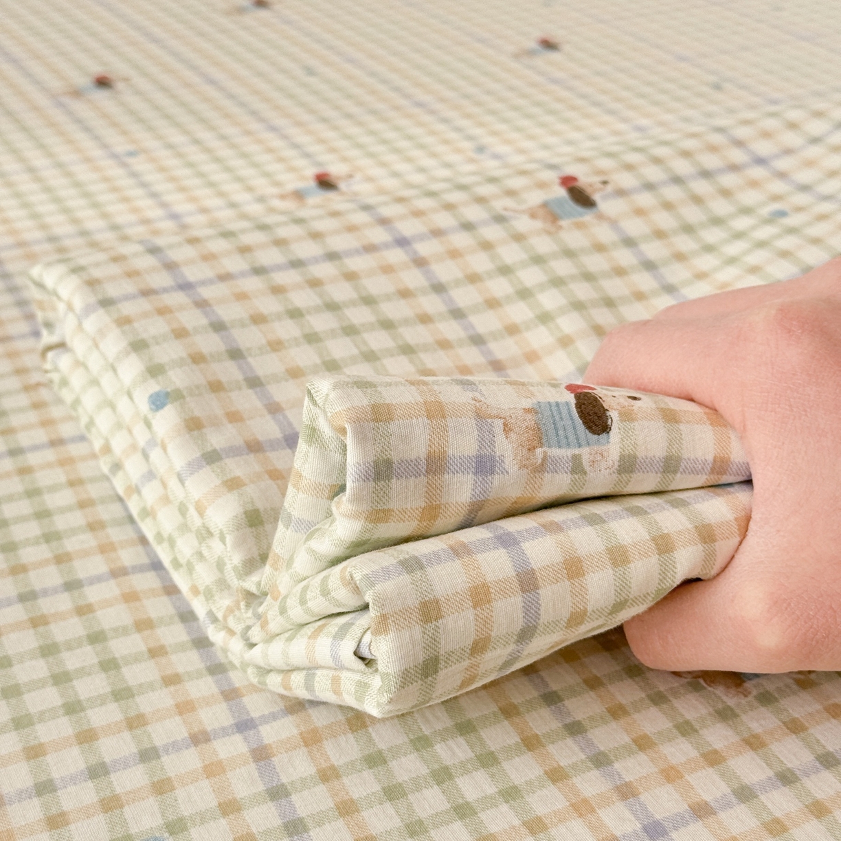 91家纺网 家纺一手货源 找家纺 丽美人家纺 2026新款A类皱皱双层纱印花单床单床单单件 腊肠狗