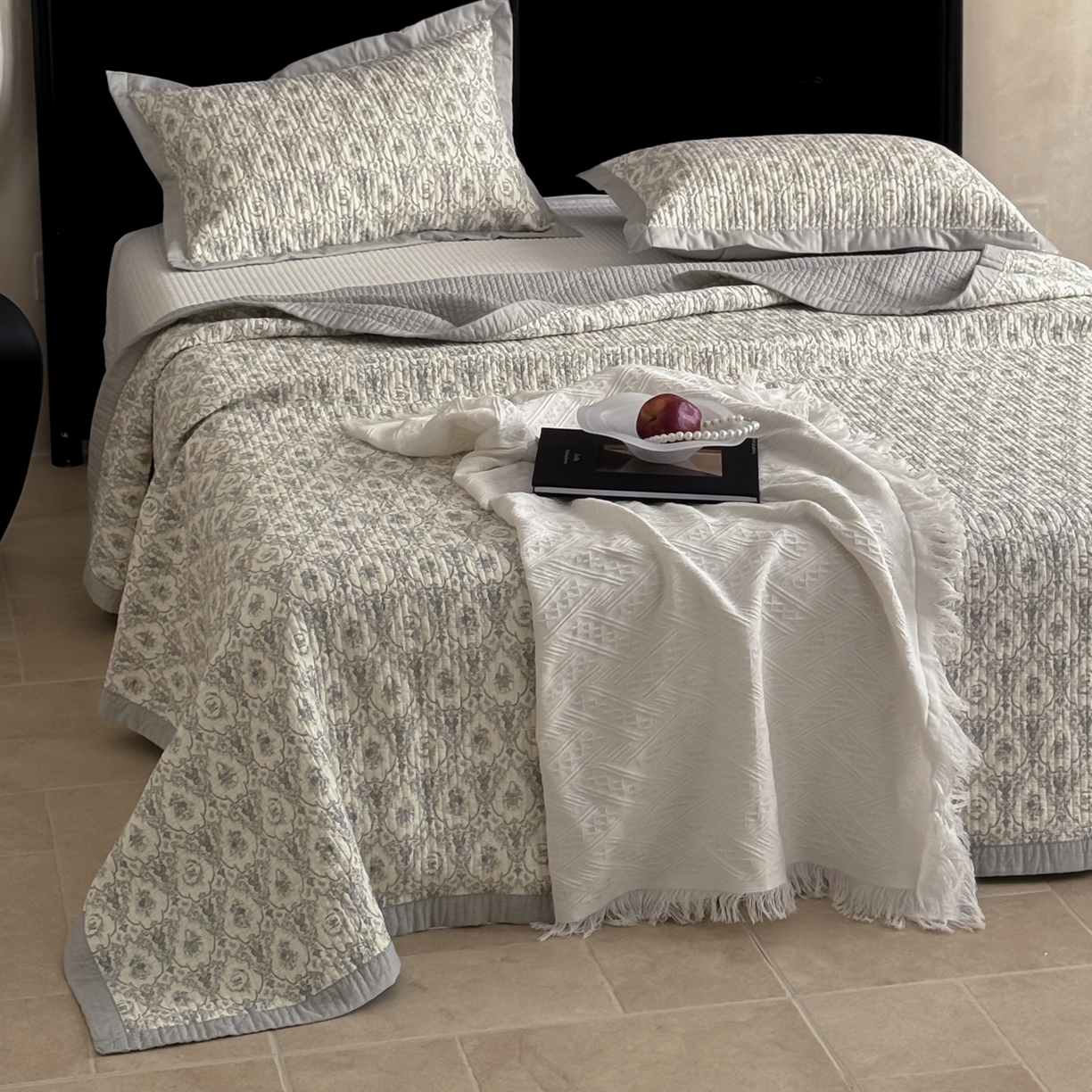 91家纺网 家纺一手货源 找家纺 床盖工厂店 2026春夏新款双面100%全棉填充棉花床盖三件套 倾城