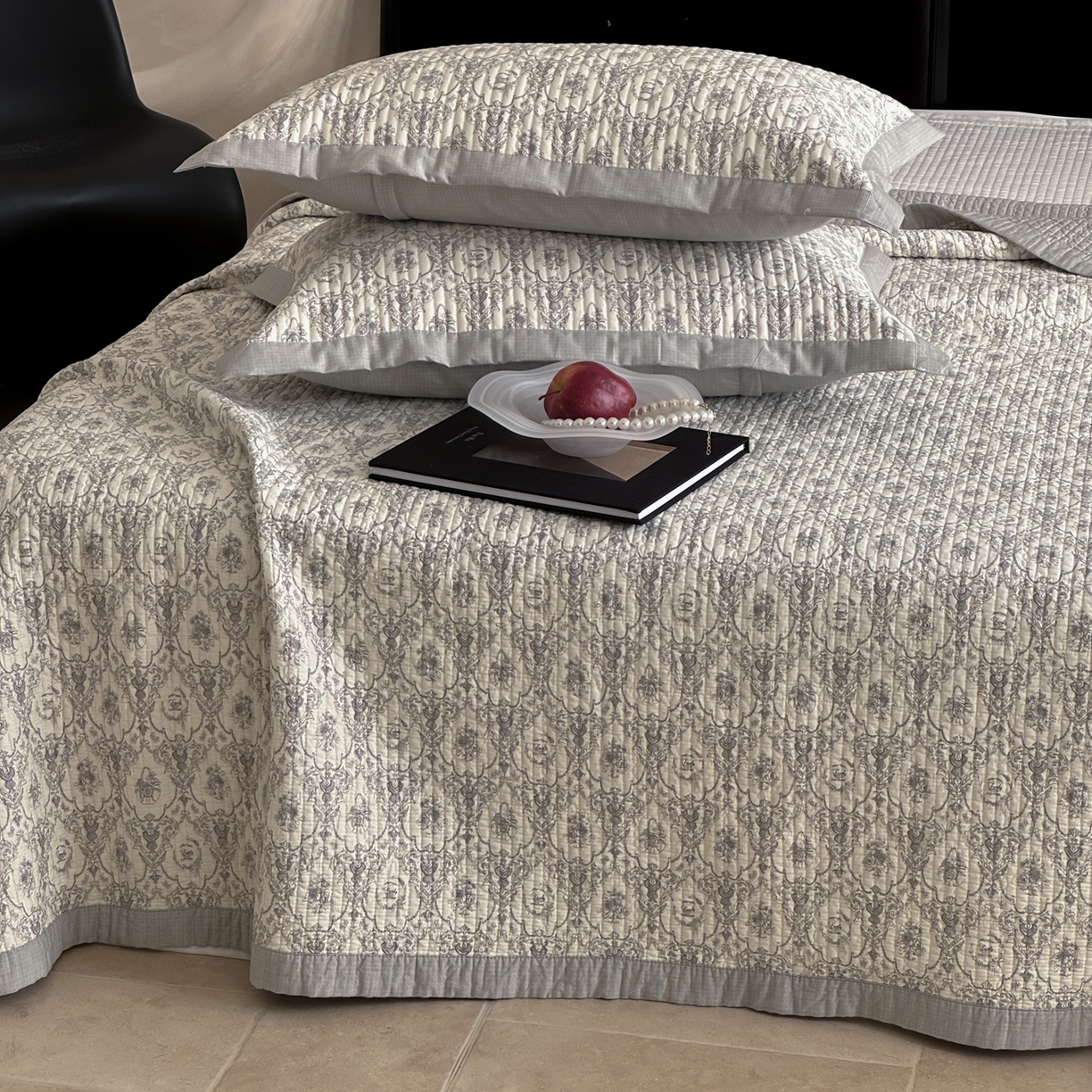 91家纺网 家纺一手货源 找家纺 床盖工厂店 2026春夏新款双面100%全棉填充棉花床盖三件套 倾城